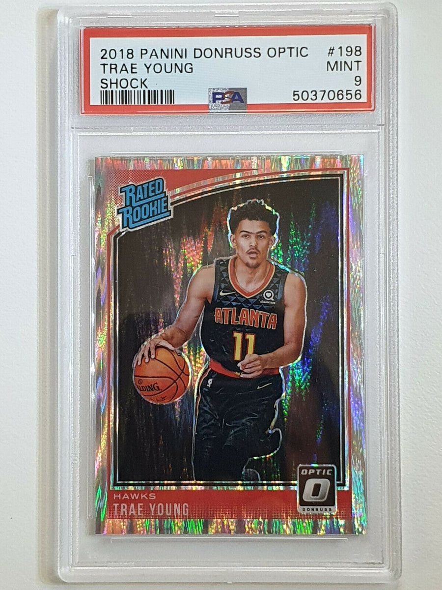 2018 Donruss Optic Trae Young #198 Shock Prizm Rookie - PSA 9