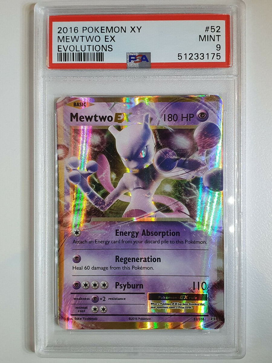 2016 Pokemon Mewtwo EX 52/108 Holo XY Evolutions - PSA 9  Perfect Edges  Cards