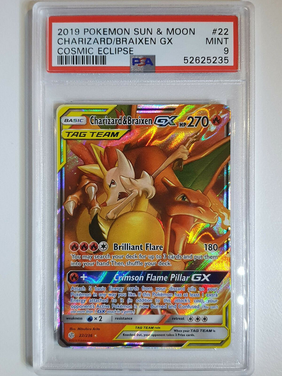 Pokemon Charizard & Braixen GX 22/236 Ultra Rare Cosmic Eclipse - PSA –  Perfect Edges Cards