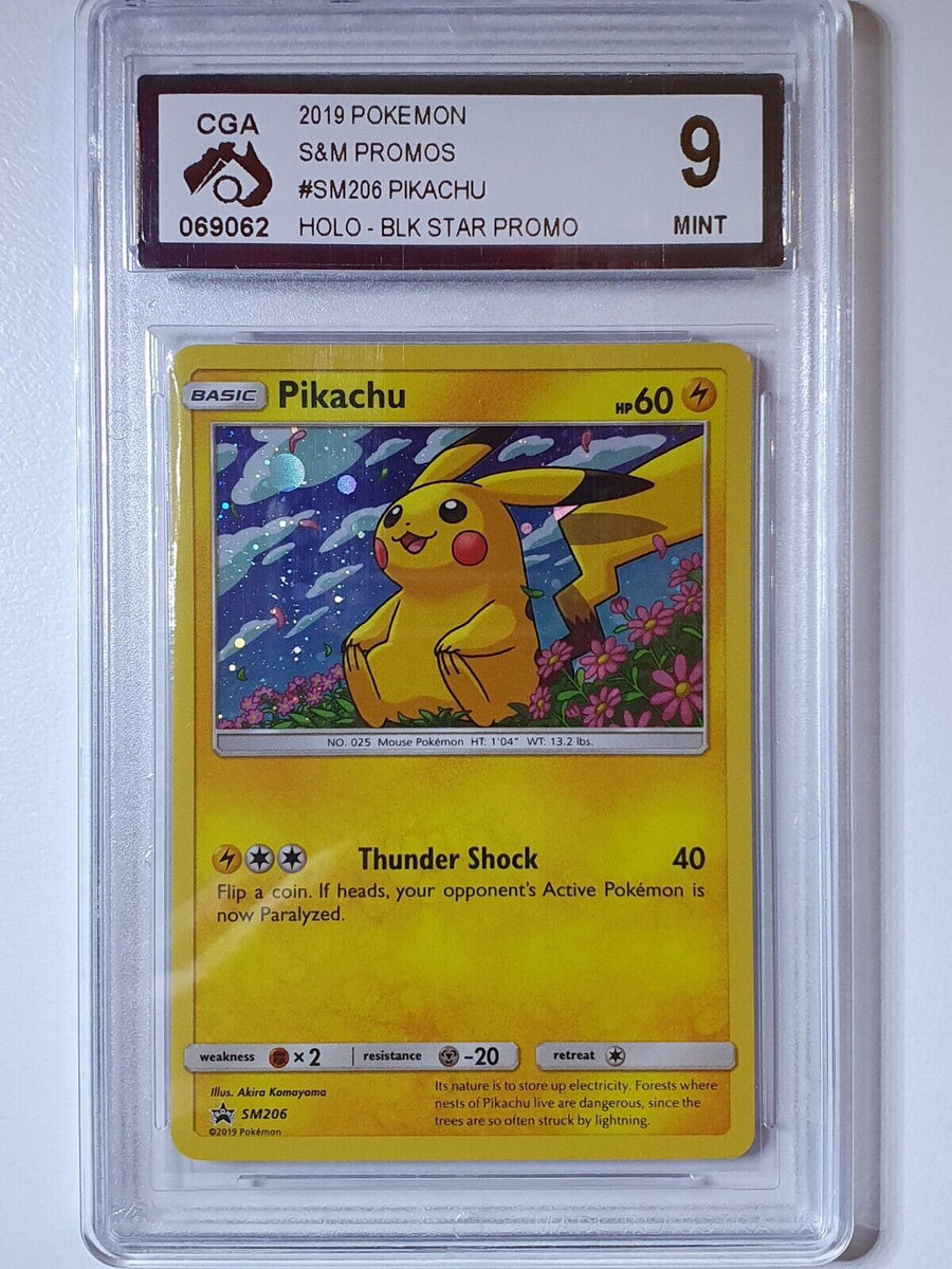 2019 Pokemon Pikachu SM206 HOLO Black Star Promo - CGA 9 Perfect Edges Cards 2019 Pokemon Pikachu SM206 HOLO Black Star Promo - CGA 9 Perfect Edges Cards