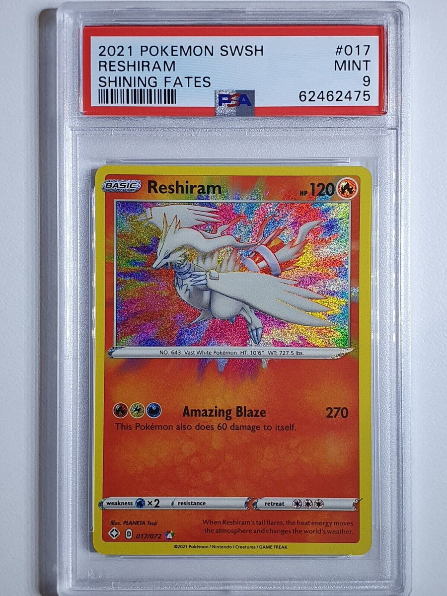 2021 Pokemon Reshiram 017/072 AMAZING RARE Shining Fates - PSA 9 Perfect Edges Cards 2021 Pokemon Reshiram 017/072 AMAZING RARE Shining Fates - PSA 9 Perfect Edges Cards