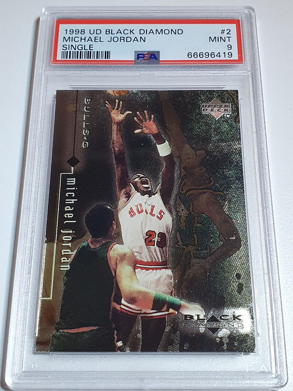 1998 Upper Deck Michael Jordan BLACK DIAMOND #2 Metal Foil - PSA 9