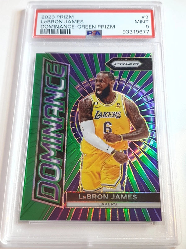 2023 Panini Prizm LeBron James #3 GREEN Holo Dominance - PSA 9 (POP 18)