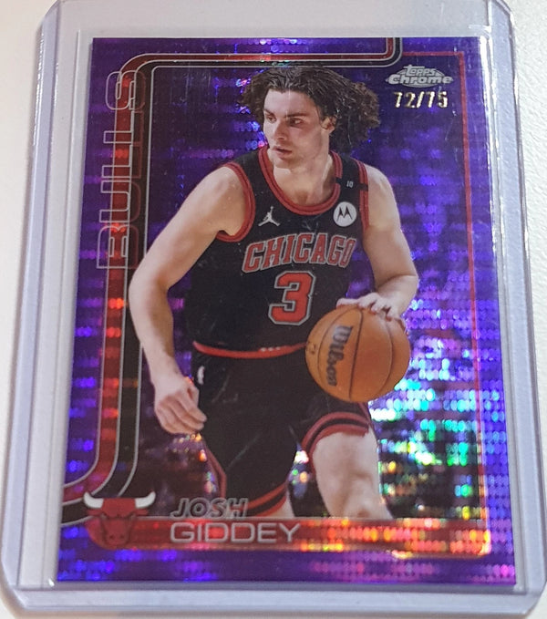 2025 Topps Chrome Josh Giddey #48 PULSAR PURPLE /75 Refractor (Bulls) - Rare