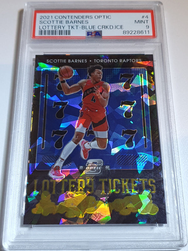 2021 Contenders Optic Scottie Barnes Rookie BLUE CRACKED ICE /75 - PSA 9 (POP 4)