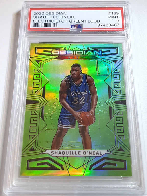 2022 Obsidian Shaquille O'Neal /25 ELECTRIC ETCH GREEN FLOOD - PSA 9 (POP 3)