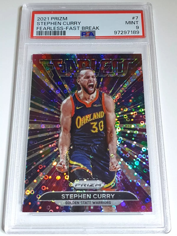 2021 Panini Prizm Stephen Curry #7 FAST BREAK Prizm Fearless - PSA 9 (POP 8)