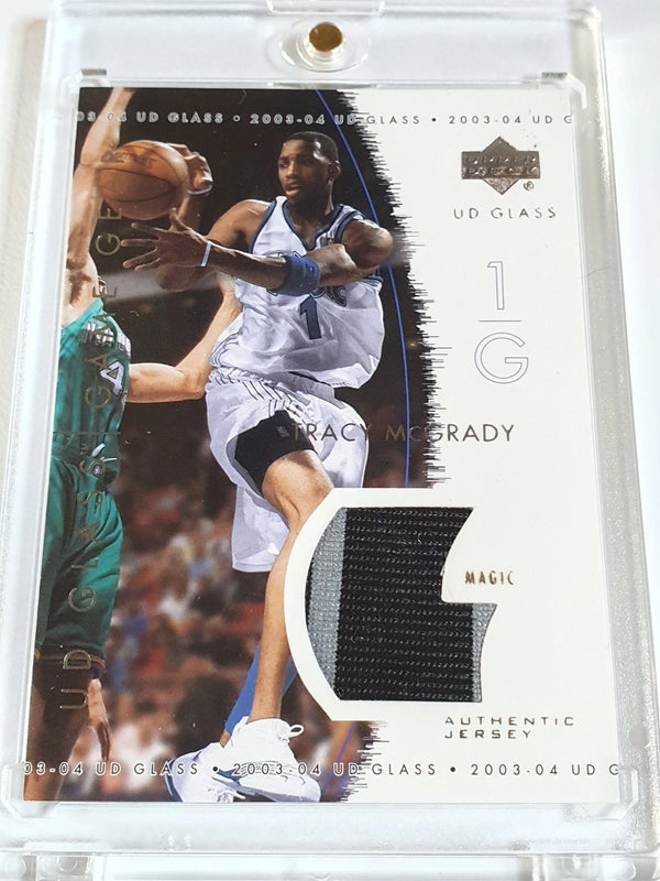 2003 Upper Deck Glass Tracy McGrady #PATCH Game Worn 2 Color Jersey - Rare