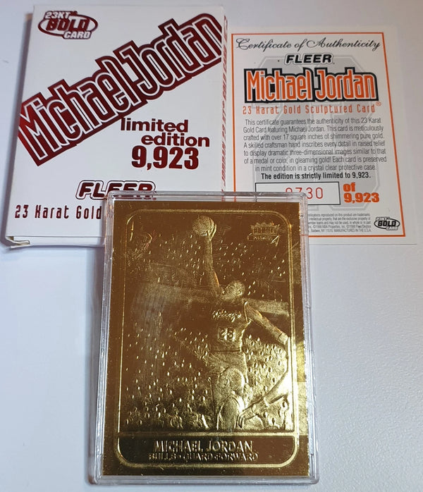 1997 Fleer Michael Jordan 23KT GOLD /9923 1986 Rookie Design - with COA & Box