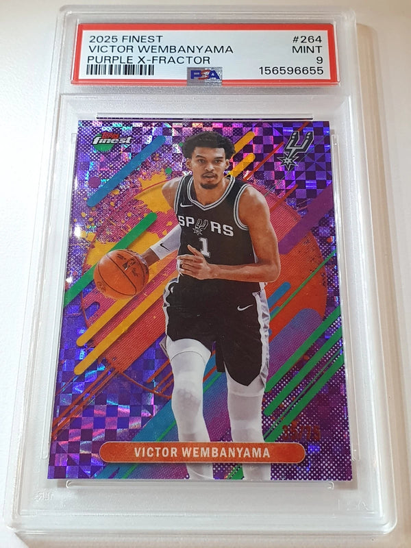 2025 Topps Finest Victor Wembanyama RARE PURPLE X-Fractor /75 - PSA 9 (POP 2)