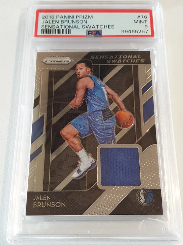 2018 Panini Prizm Jalen Brunson Rookie #PATCH Player Worn Jersey RC - PSA 9
