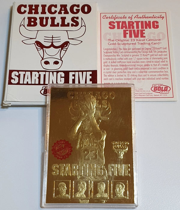 1997 Fleer NBA Hoops Chicago Bulls Michael Jordan 23K GOLD Starting Five - Rare