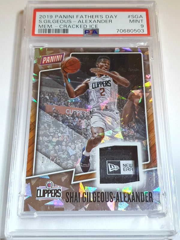 2019 Panini Shai Gilgeous-Alexander #PATCH CRACKED ICE /25 Laundry Tag - PSA 9