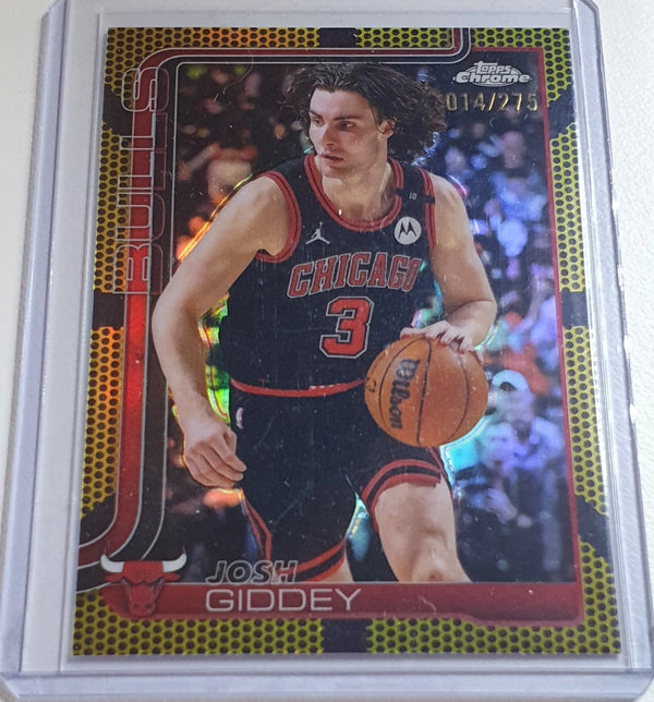 2025 Topps Chrome Josh Giddey #48 YELLOW BASKETBALL /275 Holo (Bulls) - Rare