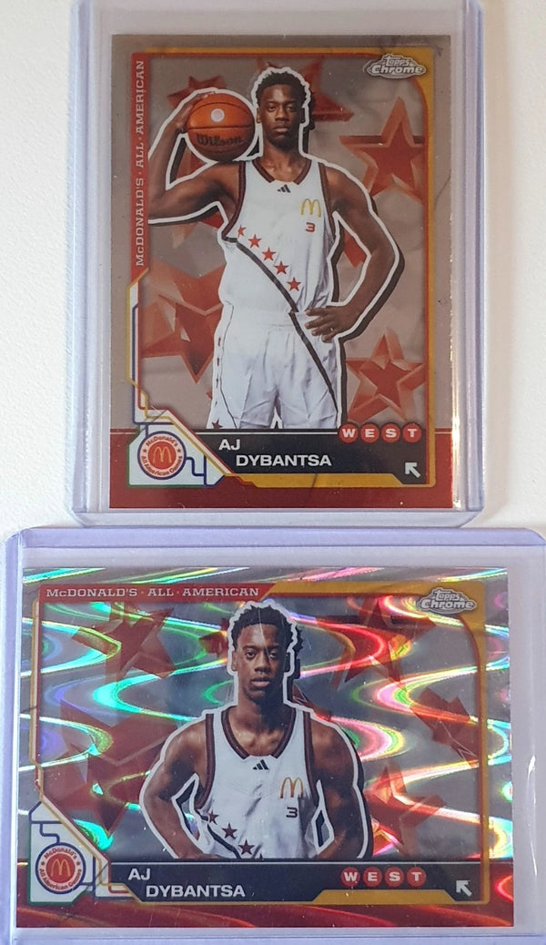 2025 Topps Chrome McDonald's AJ Dybantsa Lot of 2x Rookie Incl Raywave Refractor