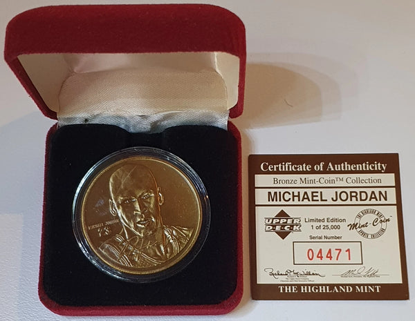 1995 Upper Deck Highland Mint Michael Jordan BRONZE Mint Coin /25000 - With COA