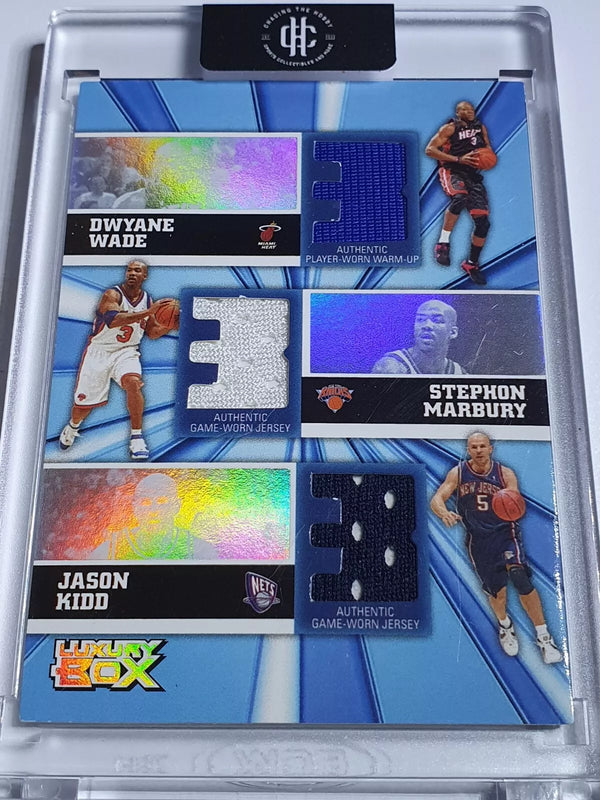 2005 Luxury Box Dwyane Wade Stephon Marbury Jason Kidd #PATCH Triple Jerseys