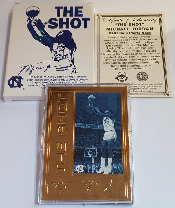 1996 Upper Deck Michael Jordan 22KT GOLD CARD The Shot - Box & COA