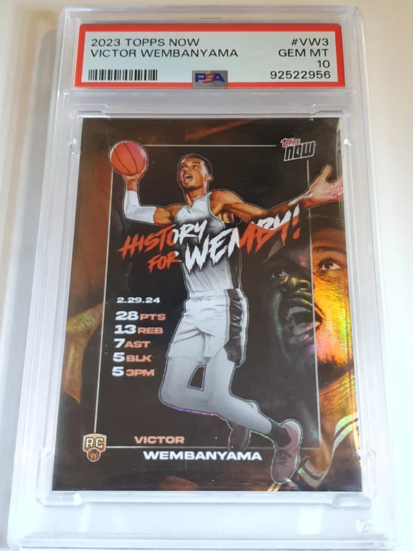 2023 Topps Now Victor Wembanyama Rookie #VW3 History for Wemby - PSA 10