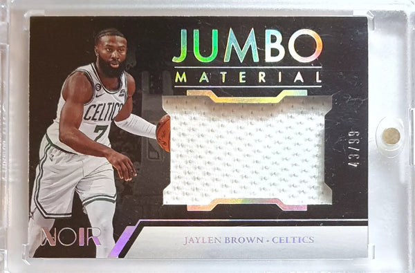 2022 Panini Noir Jaylen Brown #PATCH /99 Game Worn Jumbo Jersey - Rare