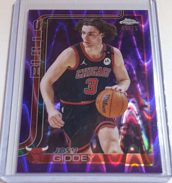 2025 Topps Chrome Josh Giddey #48 PURPLE WAVE /75 Refractor (Bulls) - Rare