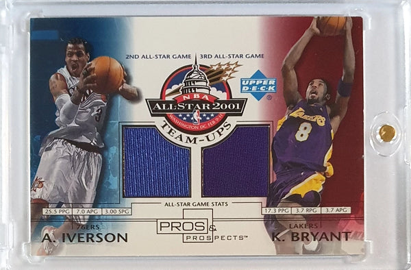 2001 UD Pros & Prospect Allen Iverson Kobe Bryant #PATCH Dual Game Worn Jerseys