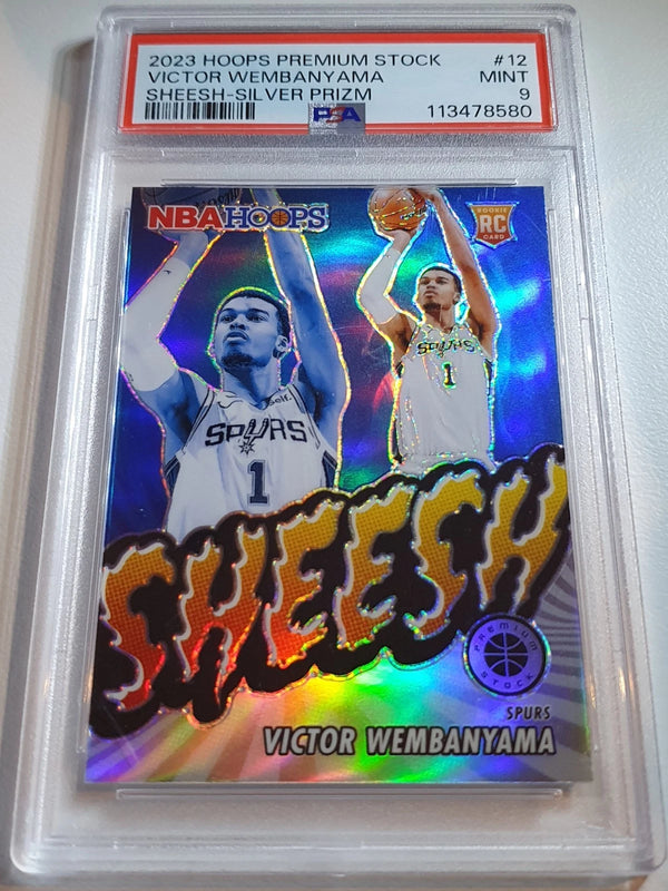 2023 Premium Stock Victor Wembanyama Rookie #12 SILVER Prizm Sheesh RC - PSA 9