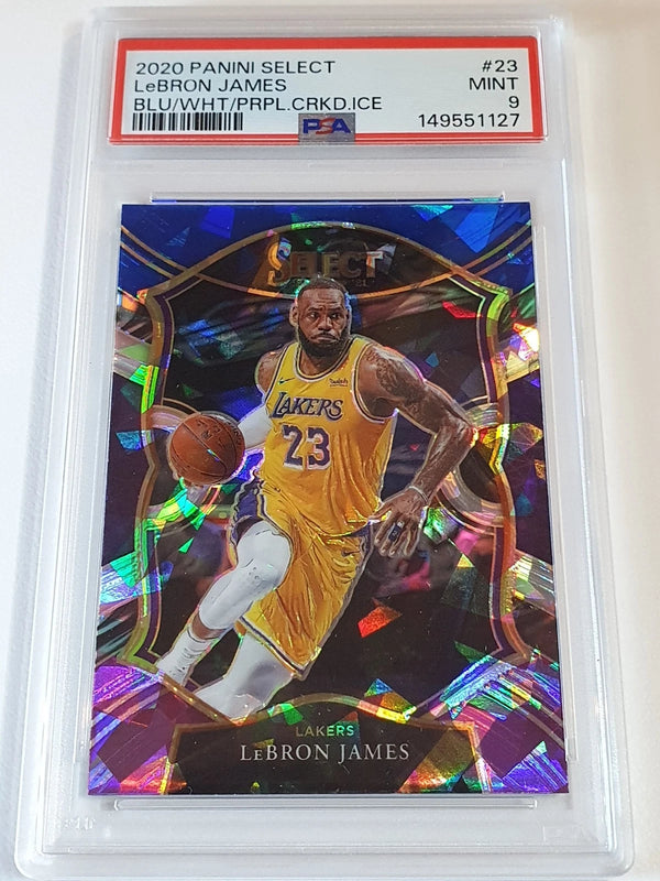 2020 Select LeBron James #23 BLUE WHITE PURPLE CRACKED ICE Holo - PSA 9 (POP 26)