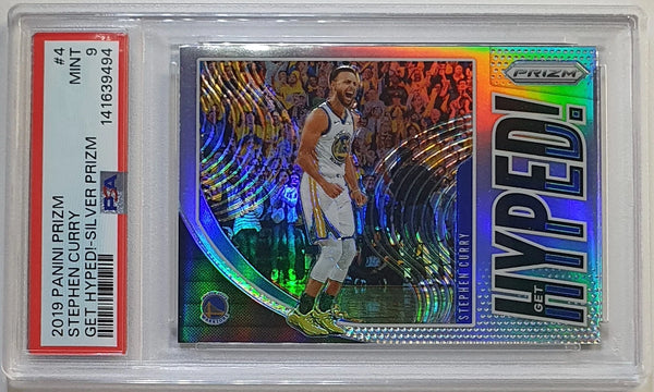 2019 Panini Prizm Stephen Curry #4 SILVER Holo Get Hyped - PSA 9 (Low POP)