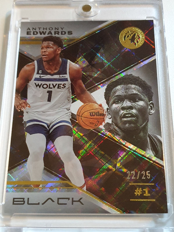 2022 Panini Black Anthony Edwards Rookie #7 GOLD DIAMOND AWE /25 Prizm - Rare