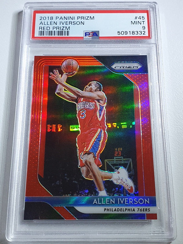 2018 Panini Prizm Allen Iverson #45 RED /299 Holo - PSA 9 (POP 12)