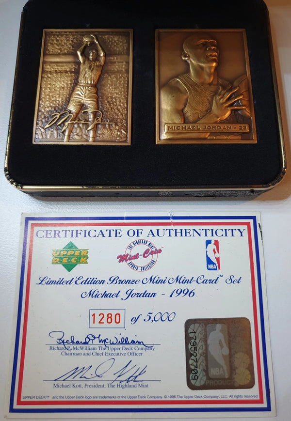 1996 Upper Deck Highland Mint Michael Jordan BRONZE Mini Card Set /5000 With COA