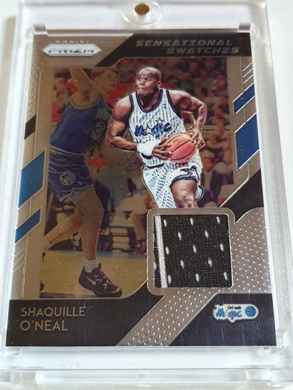 2018 Panini Prizm Shaquille O'Neal #PATCH Game Worn 2 Color Striped Jersey Rare