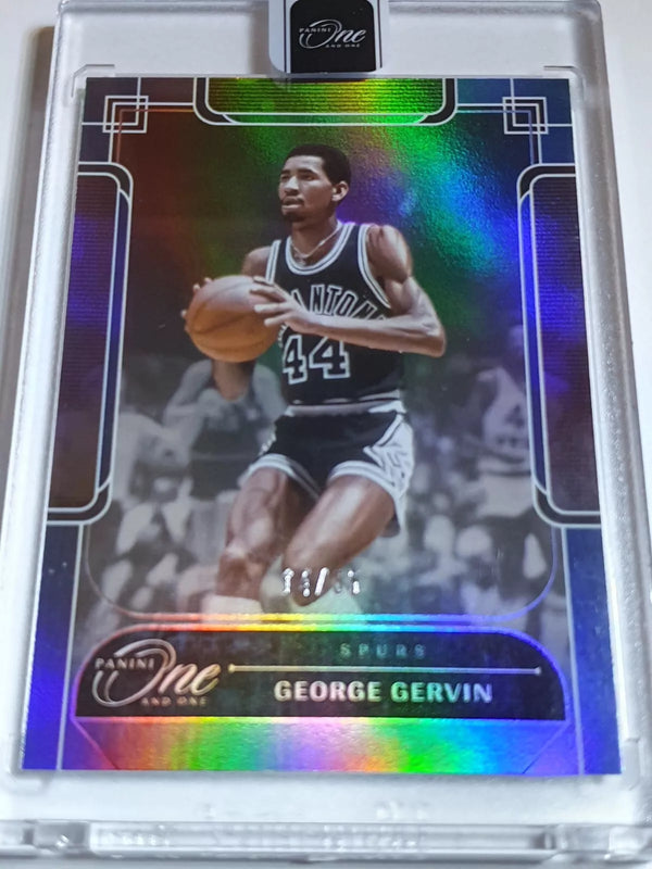 2023 Panini One and One George Gervin #168 BLUE /35 Holo - Panini Factory Sealed