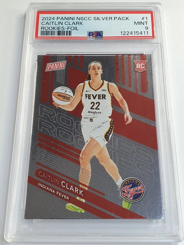 2024 Panini NSCC Silver Pack Caitlin Clark Rookies #RC1 FOIL RC- PSA 9 (Low POP)