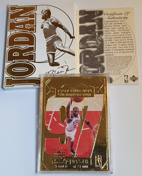 1998 Upper Deck Michael Jordan 22KT Gold Card 1997 5th NBA Championship - Rare