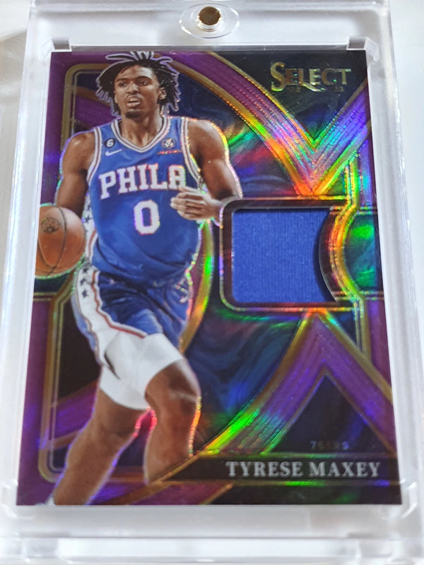 2022 Panini Select Tyrese Maxey #PATCH PURPLE /99 Game Worn Jersey - Rare