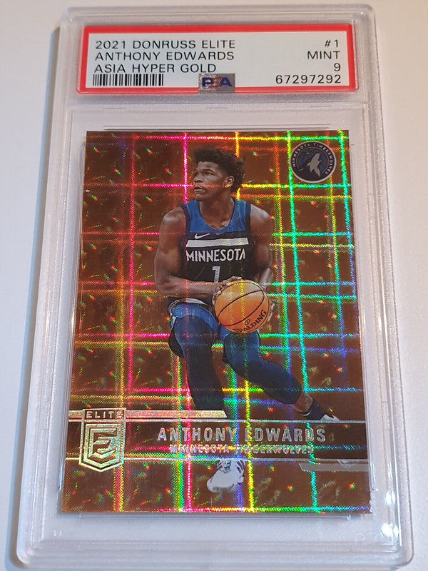 2021 Donruss Elite Anthony Edwards #1 HYPER GOLD Holo - PSA 9 (POP 3)