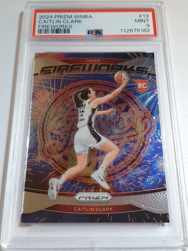 2024 Panini Prizm WNBA Caitlin Clark Rookie #13 Fireworks RC - PSA 9