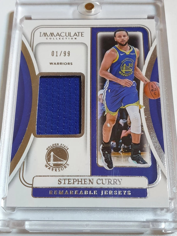 2023 Panini Immaculate Stephen Curry #PATCH 01/99 Game Worn Large Jersey - Rare