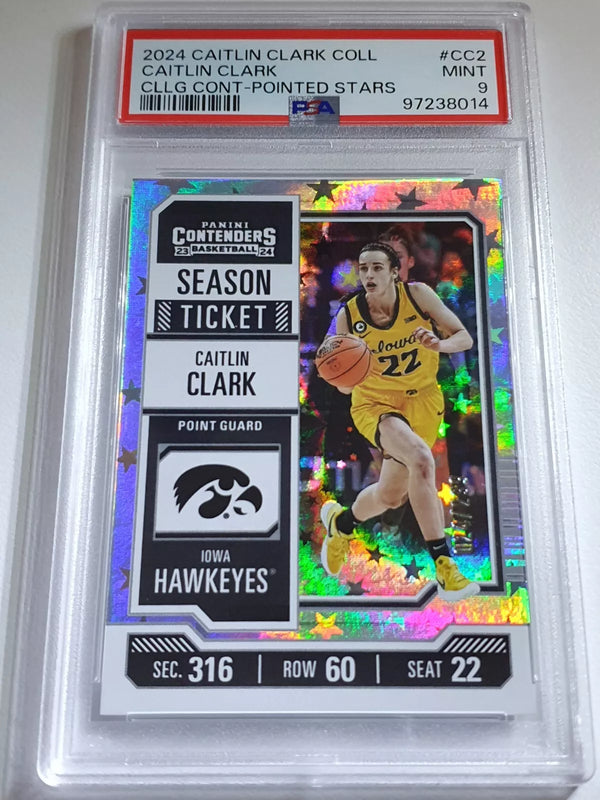 2024 Panini Caitlin Clark Rookie Collection #CC2 POINTED STARS /299 Holo - PSA 9