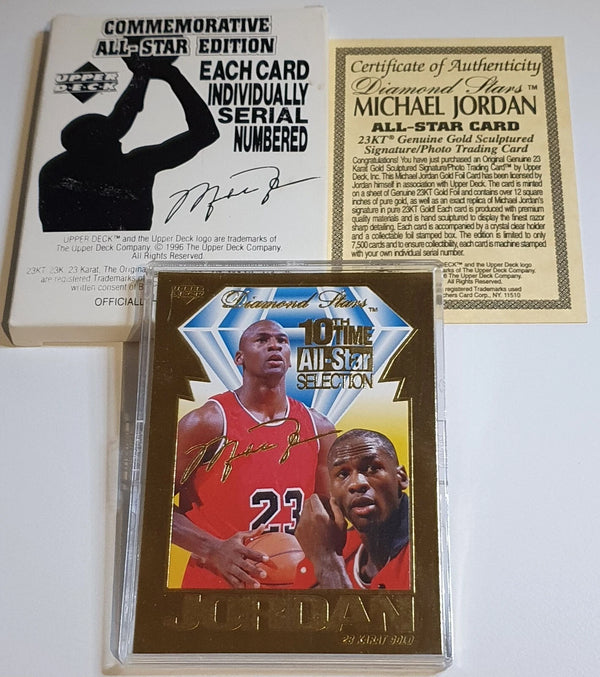 1996 Upper Deck Michael Jordan 23K GOLD CARD /7500 Diamond Stars - Rare