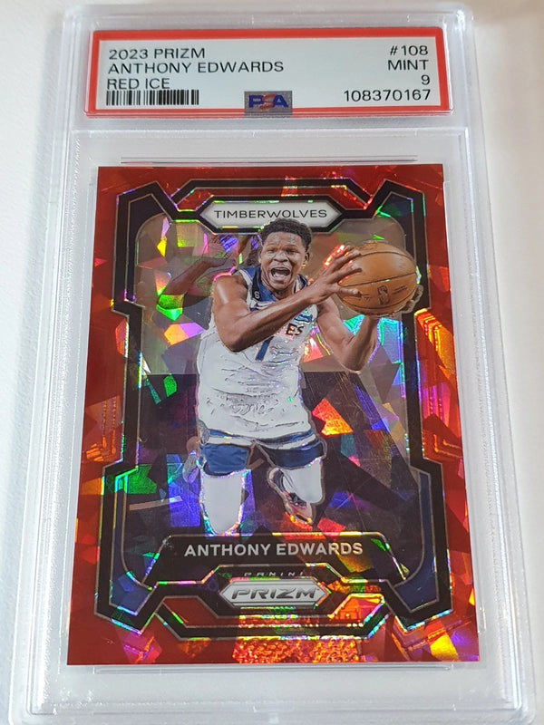 2023 Panini Prizm Anthony Edwards #108 RED ICE Holo - PSA 9 (POP 27)