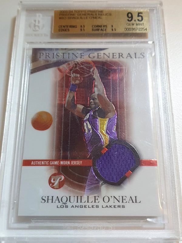 2003 Topps Pristine Shaquille O'Neal #PATCH Game Worn Jersey - BGS 9.5 (POP 3)