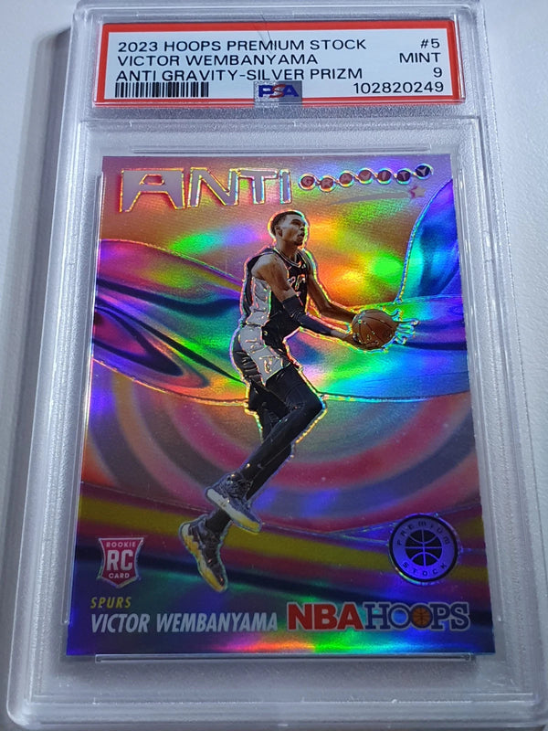 2023 NBA Hoops Premium Stock Victor Wembanyama #5 SILVER Anti Gravity - PSA 9