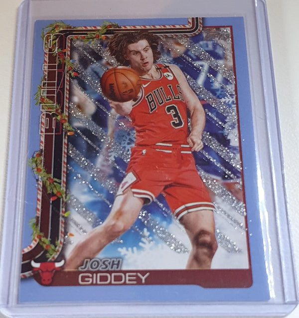 2025 Topps Holiday Josh Giddey #H28 LIGHT BLUE GLITTER Holo (Bulls) - Rare
