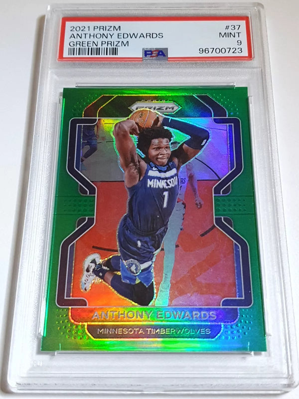 2021 Panini Prizm Anthony Edwards #17 GREEN Holo - PSA 9 (POP 18)
