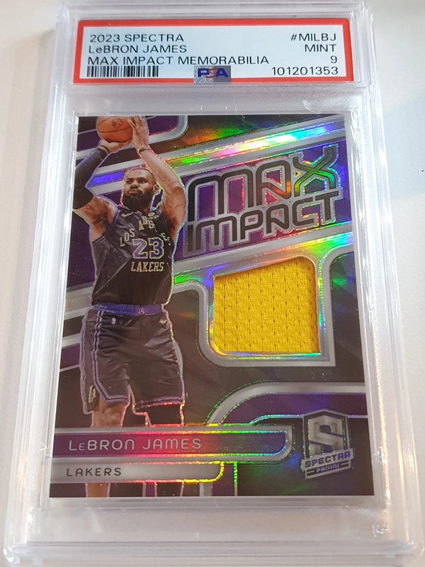 2023 Panini Spectra LeBron James #PATCH /149 Game Worn Jersey - PSA 9 (POP 3)