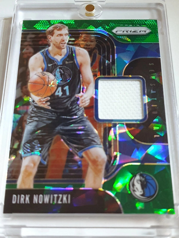 2019 Prizm Dirk Nowitzki #PATCH GREEN CRACKED ICE /56 Game Worn Jersey - Rare