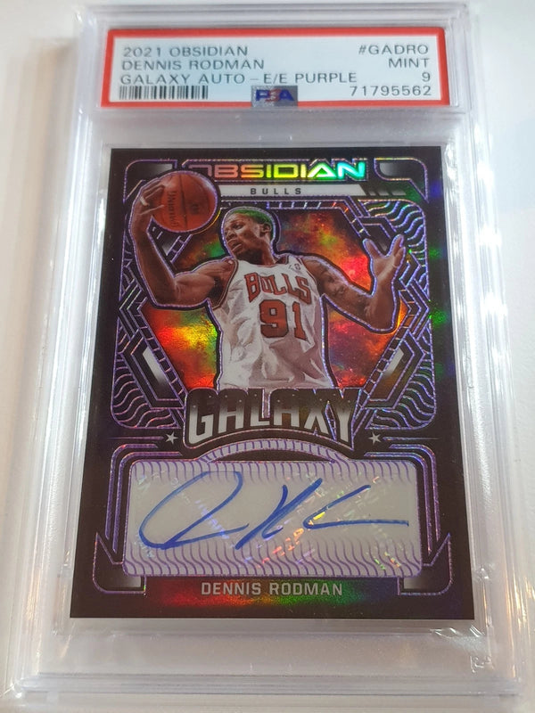 2021 Obsidian Dennis Rodman AUTO ELECTRIC ETCH PURPLE /75 Holo - PSA 9 (POP 7)